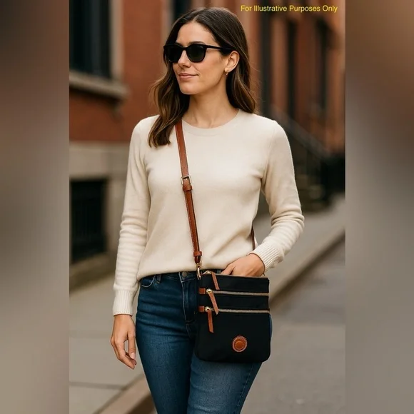 Dooney & Bourke North/South Triple Zip Crossbody Black Nylon Bag NEW - Picture 2 of 12